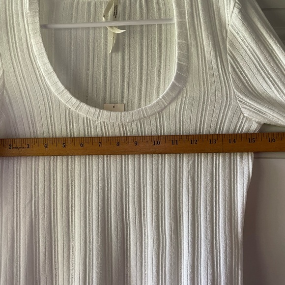 Anthropologie White Long Sleeve Pointelle Boho Cotton Top - Picture 2 of 5